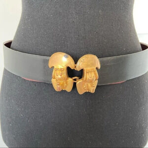 Vintage Antique Elephant Head  Leather Waist Belt